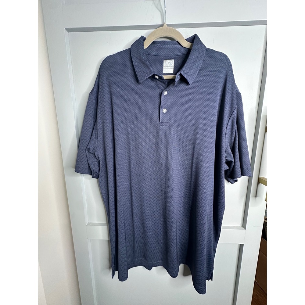 Callaway Opti-Dri Mens XXL Polo Shirt‎ Navy Blue Geometric Diamond Golf Top